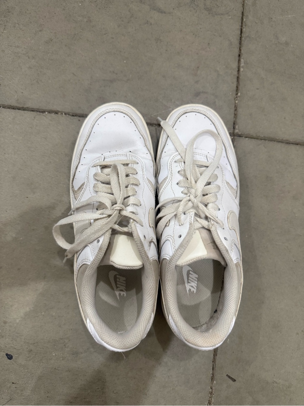Nike White and Beige Low-Top Sneakers